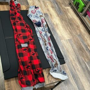 2 Kids Fleece PJ’s Carters Footed Sz 7 and Cuddl Duds Hoodie Sz 6-7